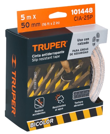 Cinta Antiderrapante Amarillo / Negro 5 cms x 5 mts 101448 Truper