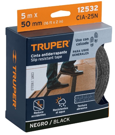 Cinta Antiderrapante Negra 5 cms x 5 mts 12532 Truper