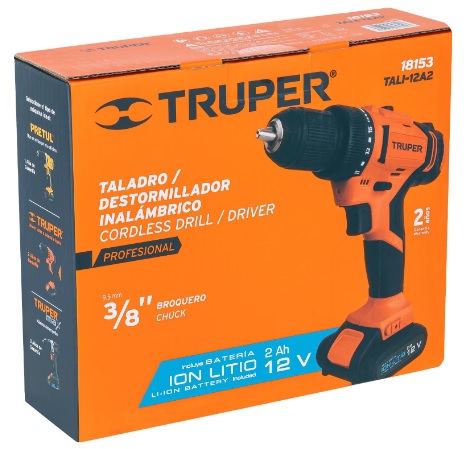 Taladro Inalambrico Profesional 12V 3/8" 18153 Truper