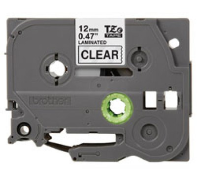 Cinta Etiqueta Laminada 12 x 8 mts Negro/Transparente Tze131 Brother