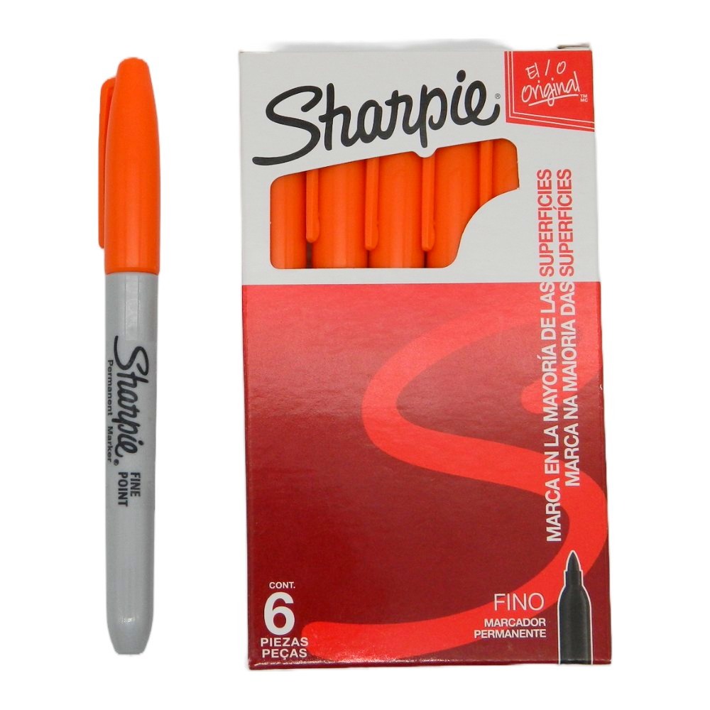 Marcador Sharpie P/ Fino Naranja C/ 6 pzs Newell