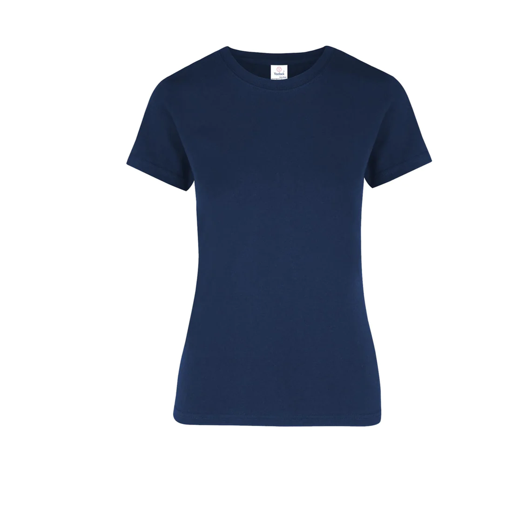 Playera Dama Cuello Redondo Manga Corta 100% Algodón Azul Marino Extra Chica Yazbek