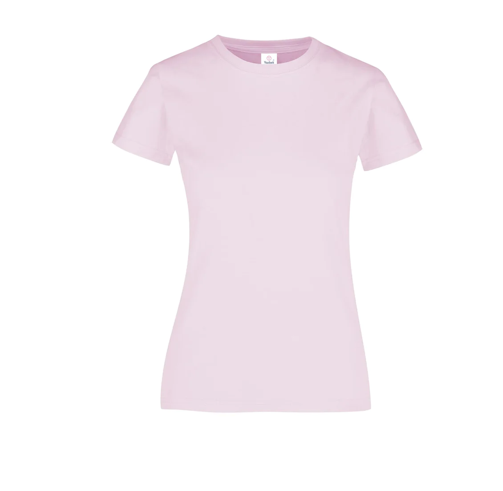 Playera Dama Cuello Redondo Manga Corta 100% Algodón Rosa Pastel Extra Chica Yazbek