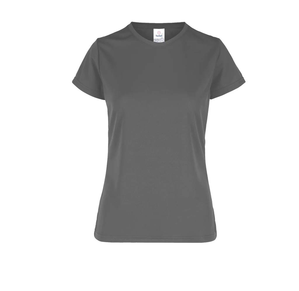 Playera Dama Cuello Redondo Manga Corta 100% Poliester Gris Grande Yazbek