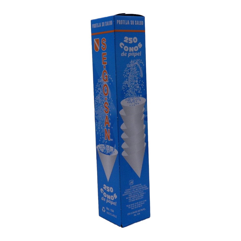 Vaso Conico Papel #104 C/ 250 pzs Segosan