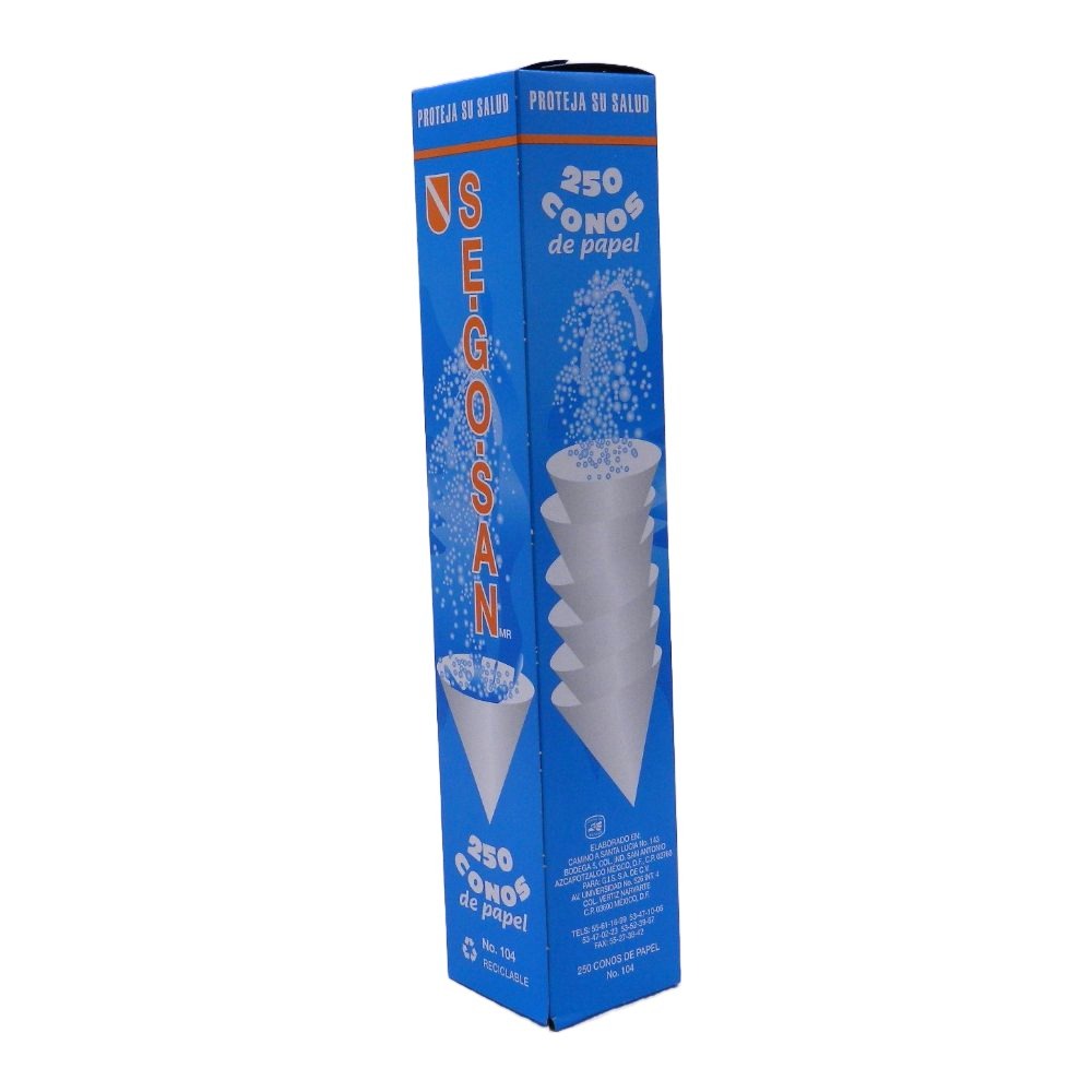 Vaso Conico Papel #104 C/ 250 pzs Segosan