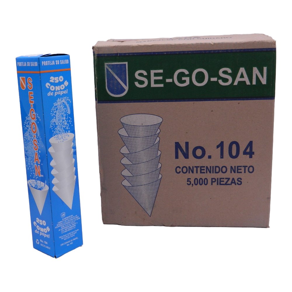 Vaso Conico Papel #104 C/ 250 pzs C/ 20 pqts Segosan
