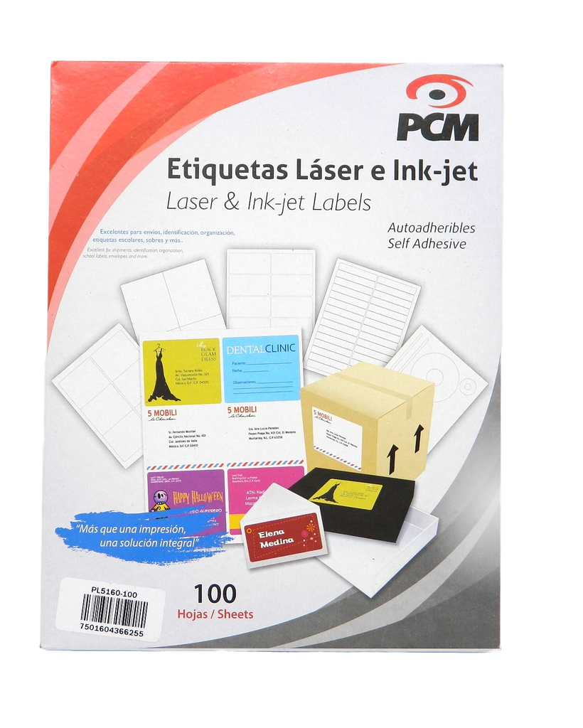 Etiqueta Laser Blanca 2.62 x 1" C/ 100 hjs Pcm