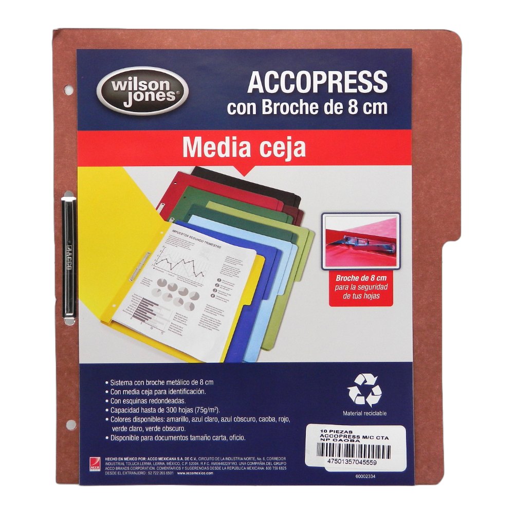 Folder Accopress C/ Broche T/ Carta Caoba C/ 10 pzs Acco