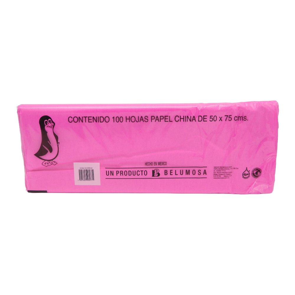 Papel China Pingüino 50x75 cms Rosa Solferino C/ 100 pzs Belumosa