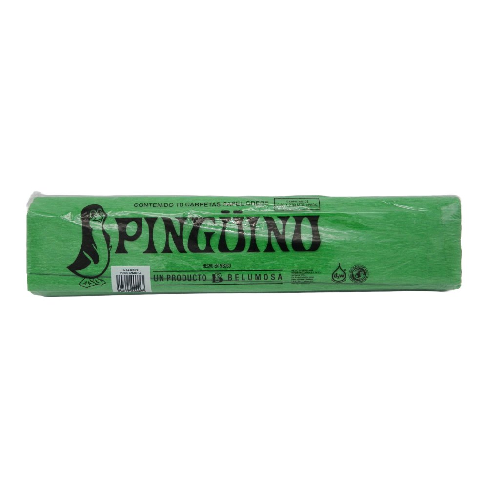 Papel Crepe Pingüino Verde Bandera C/ 10 pzs Belumosa