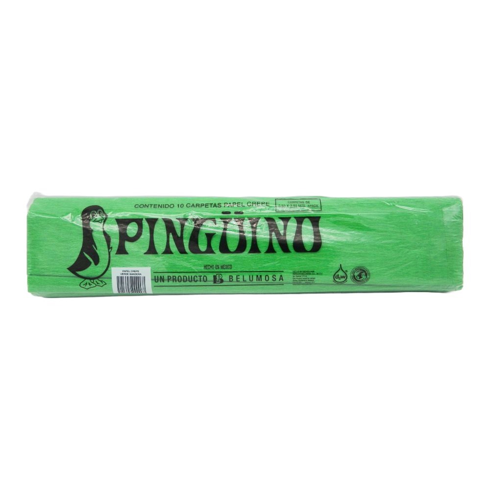 Papel Crepe Pingüino Verde Bandera C/ 10 pzs Belumosa