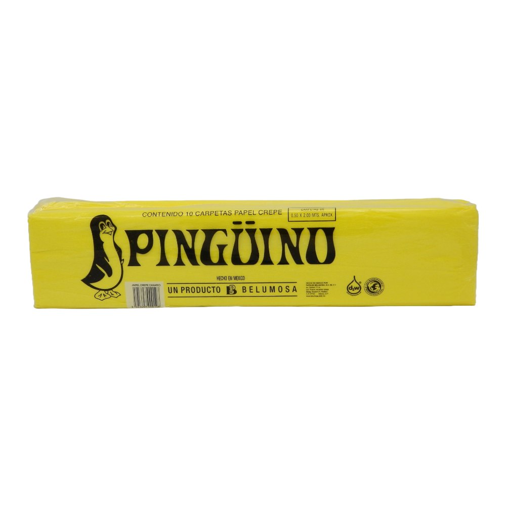 Papel Crepe Pingüino Amarillo Canario C/ 10 pzs Belumosa