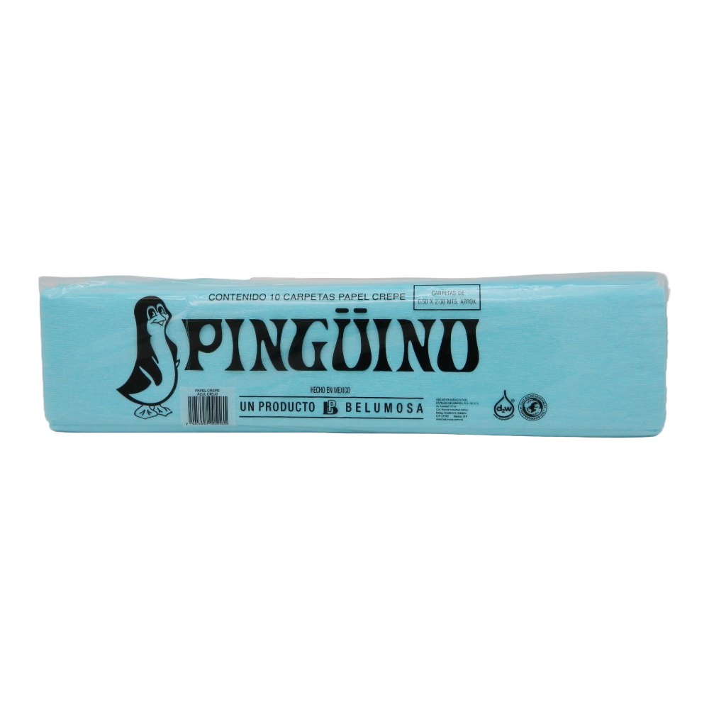 Papel Crepe Pingüino Azul Cielo C/ 10 pzs Belumosa