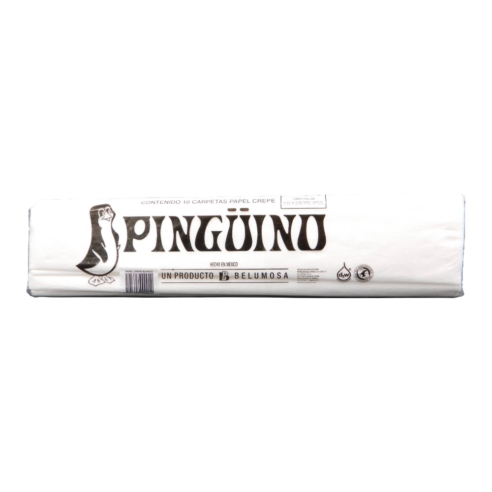 Papel Crepe Pingüino Blanco C/ 10 pzs Belumosa