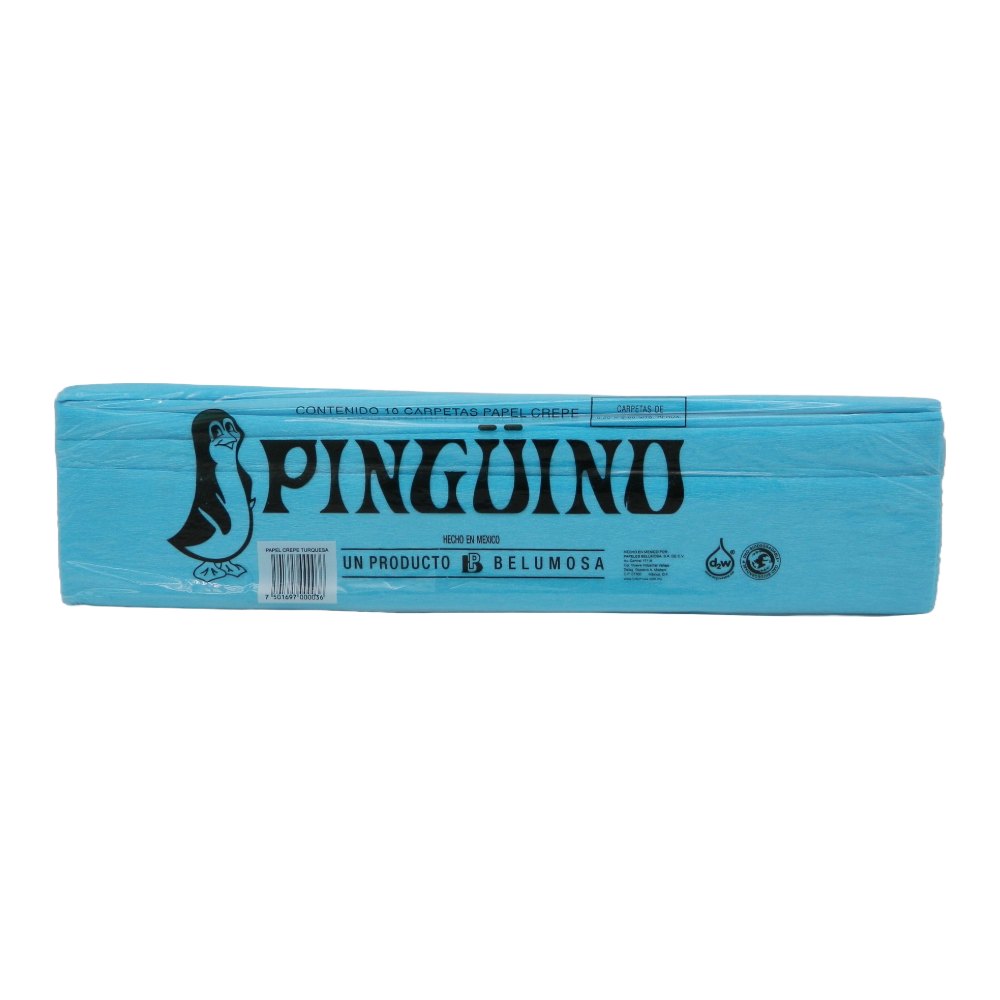 Papel Crepe Pingüino Azul Turquesa C/ 10 pzs Belumosa