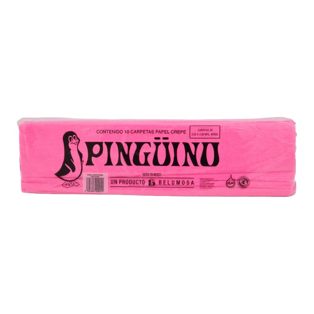 Papel Crepe Pingüino Rosa Mexicano C/ 10 pzs Belumosa