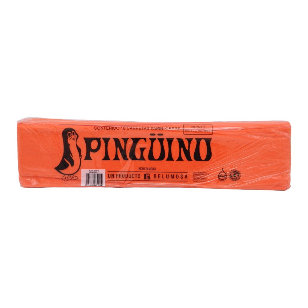 Papel Crepe Pingüino Mandarina C/ 10 pzs Belumosa