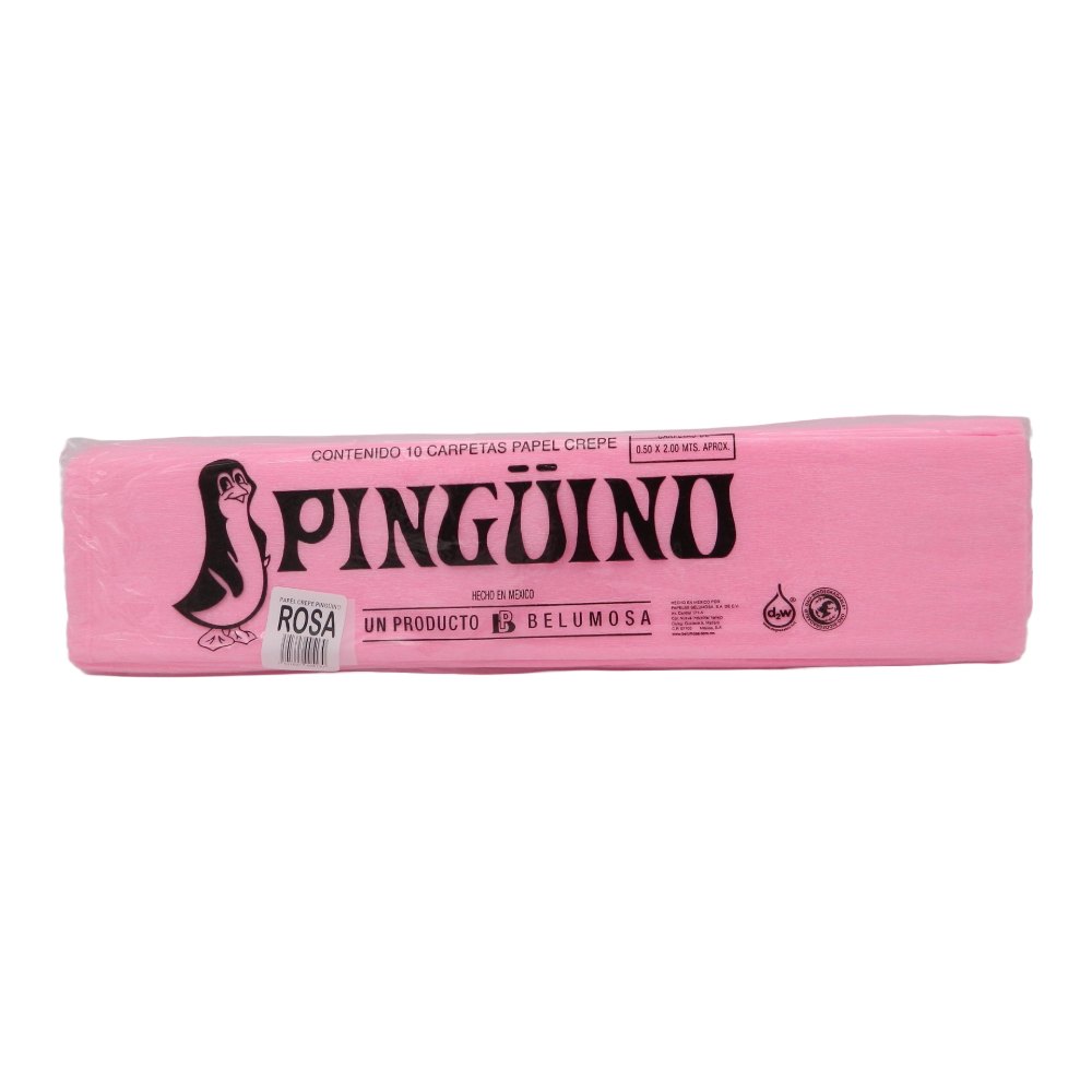 Papel Crepe Pingüino Rosa C/ 10 pzs Belumosa