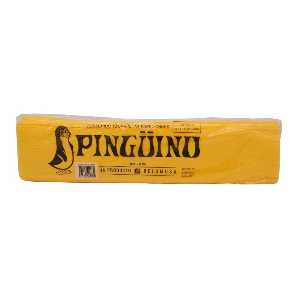 Papel Crepe Pingüino Amarillo Fuerte C/ 10 pzs Belumosa