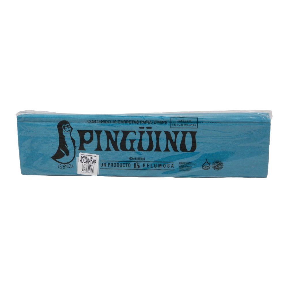 Papel Crepe Pingüino Aqua Marina C/ 10 pzs Belumosa
