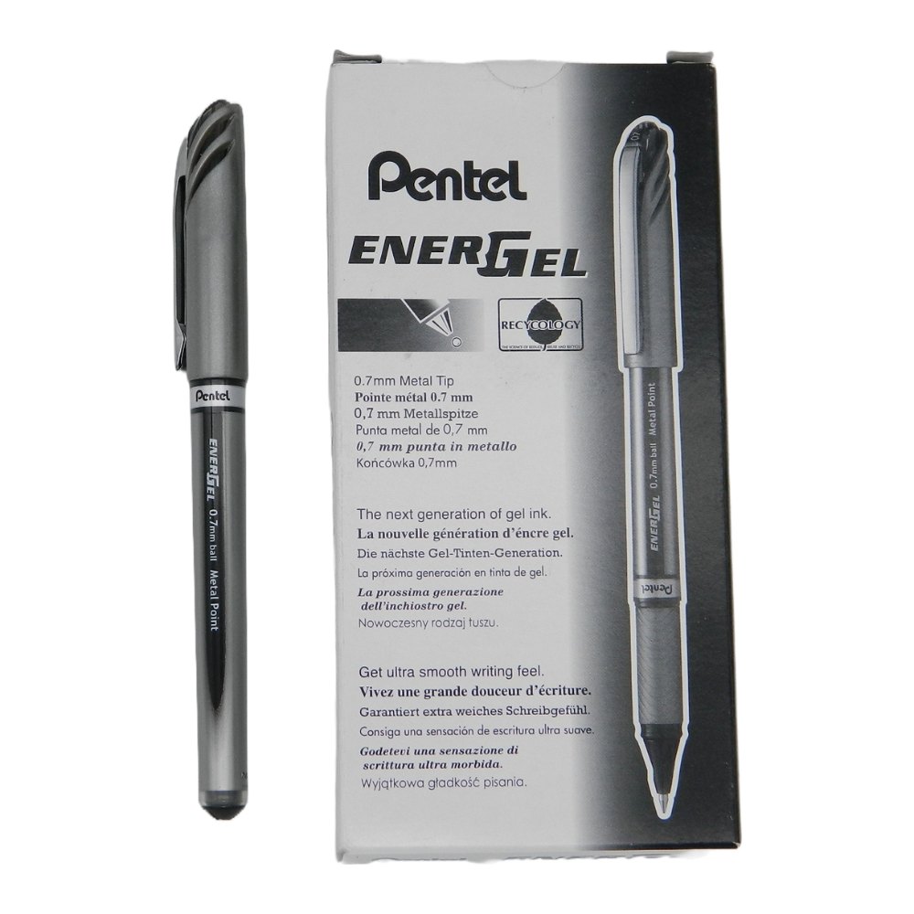 Pluma Energel 0.7 mm P/ Fino Negro C/ 12 pzs BL27 Pentel