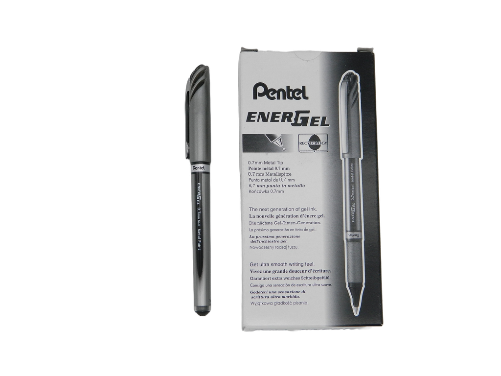 Pluma Energel 0.7 mm P/ Fino Negro C/ 12 pzs BL27 Pentel