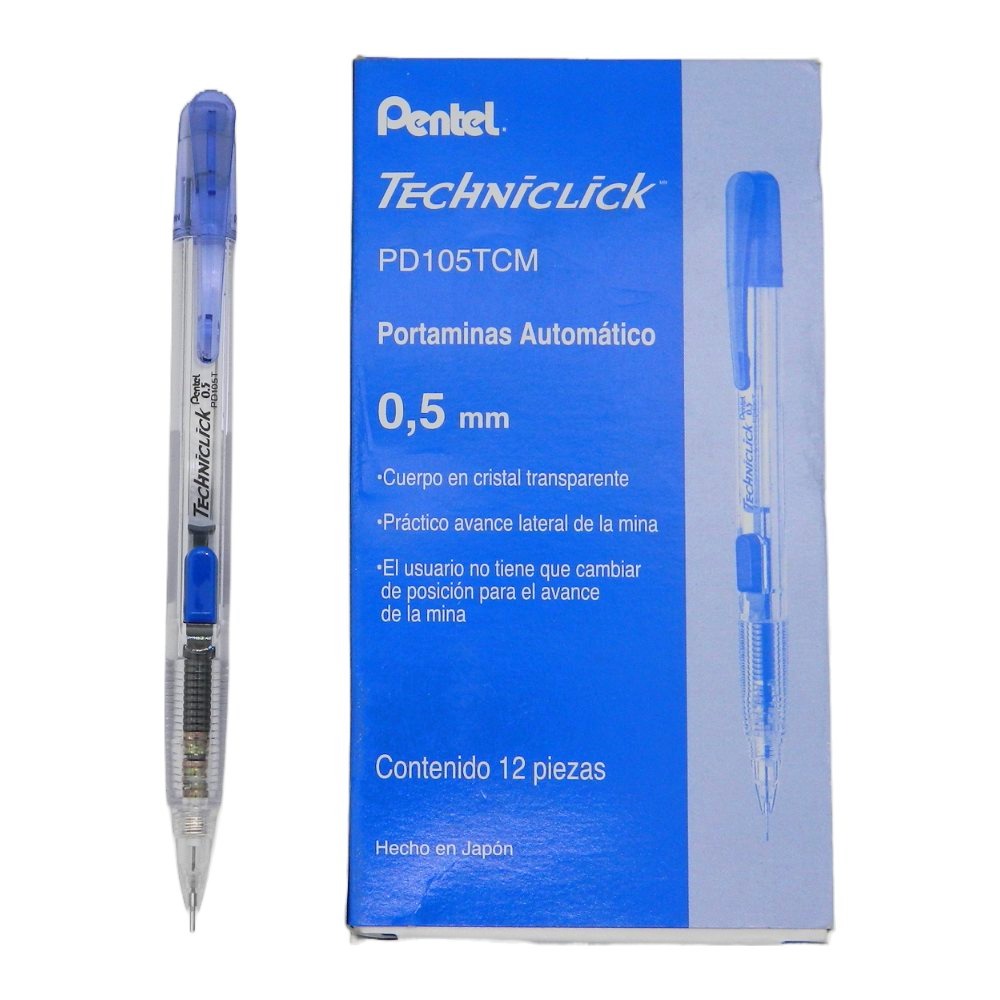 Lapicero Techniclick 0.5 mm Azul C/ 12 pzs Pentel