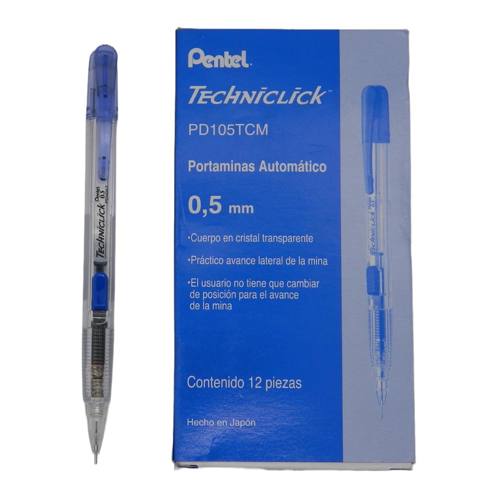 Lapicero Techniclick 0.5 mm Azul C/ 12 pzs Pentel