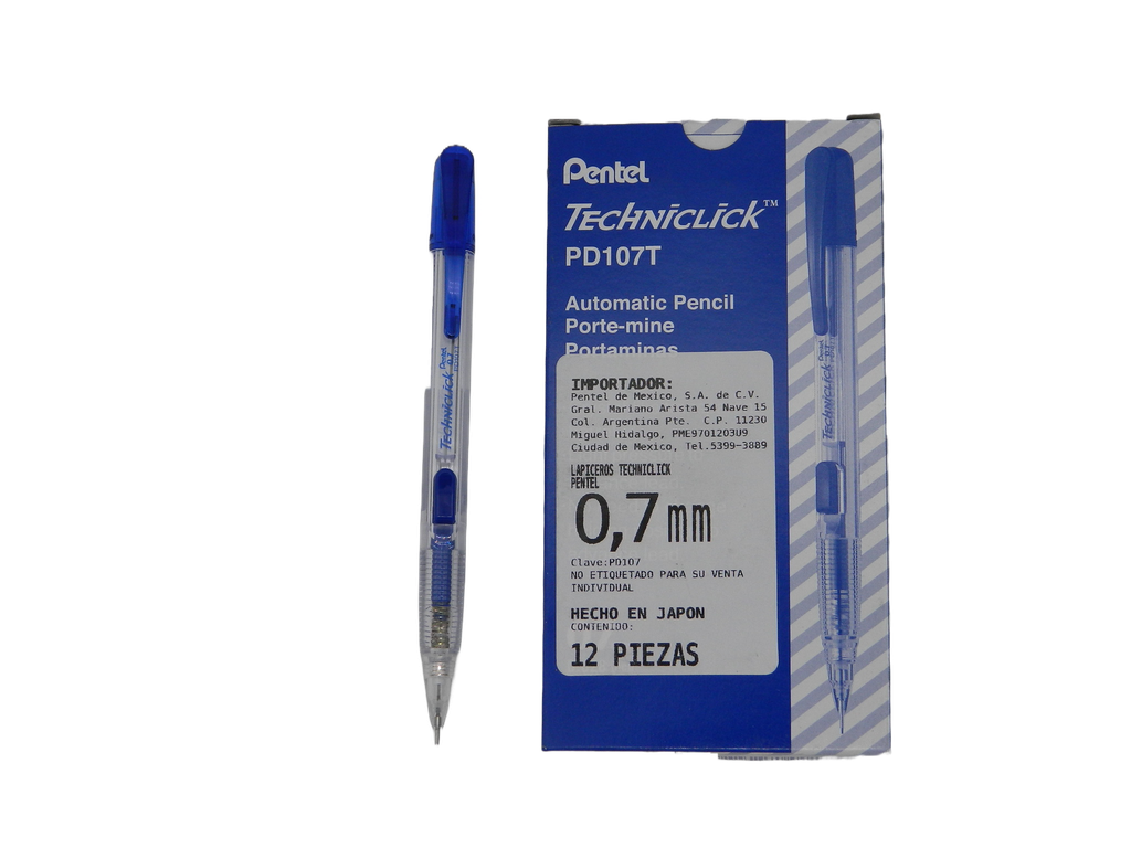 Lapicero Techniclick 0.7 mm Azul C/ 12 pzs Pentel