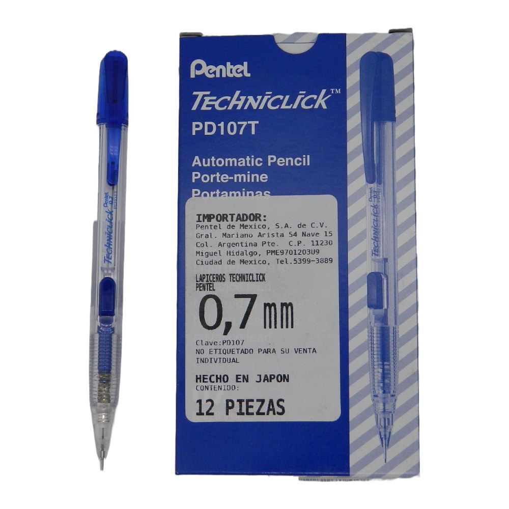 Lapicero Techniclick 0.7 mm Azul C/ 12 pzs Pentel