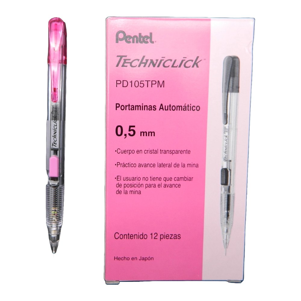 Lapicero Techniclick 0.5 mm Rosa C/ 12 pzs Pentel