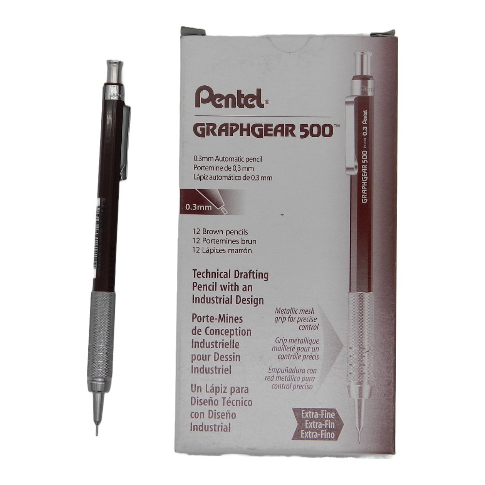 Lapicero Graphgear 500 0.3 mm Café C/ 12 pzs Pentel