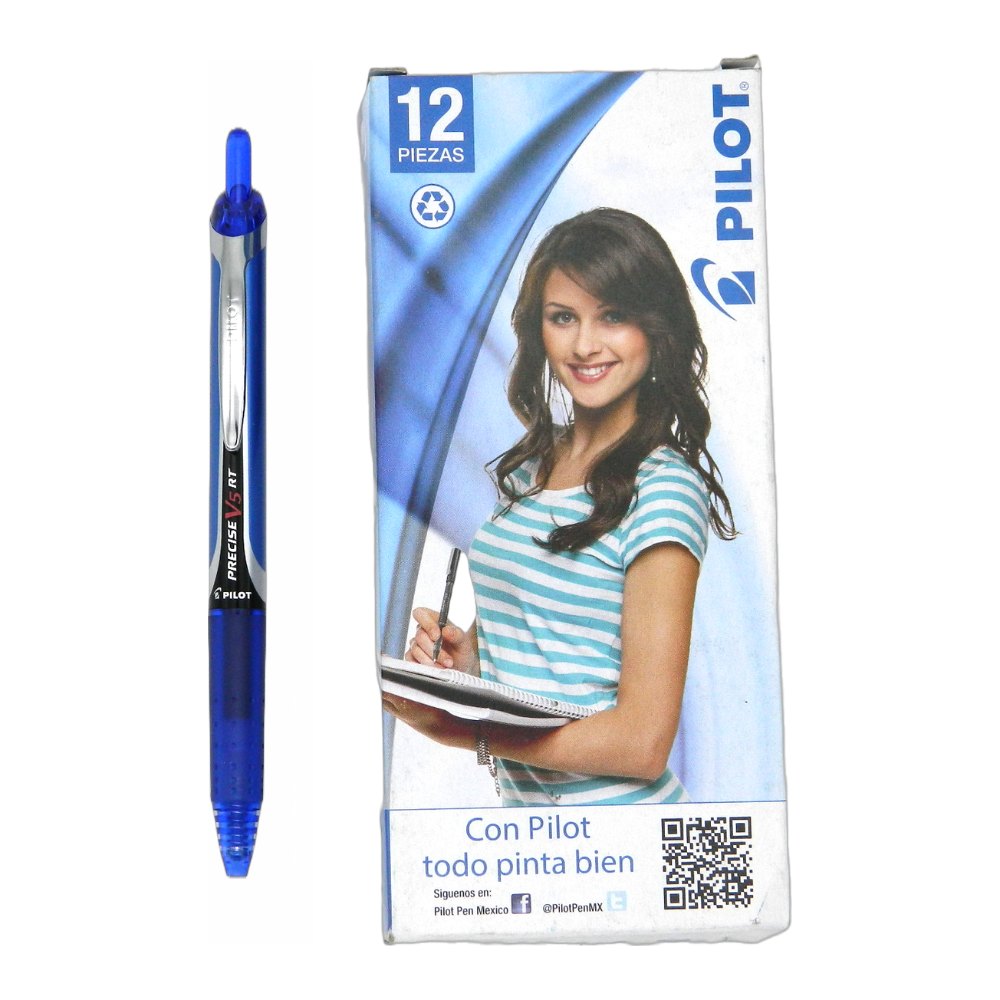 Pluma Precise PV5RT Retractil 0.5 mm P/ Extrafino Azul C/ 12 pzs Pilot