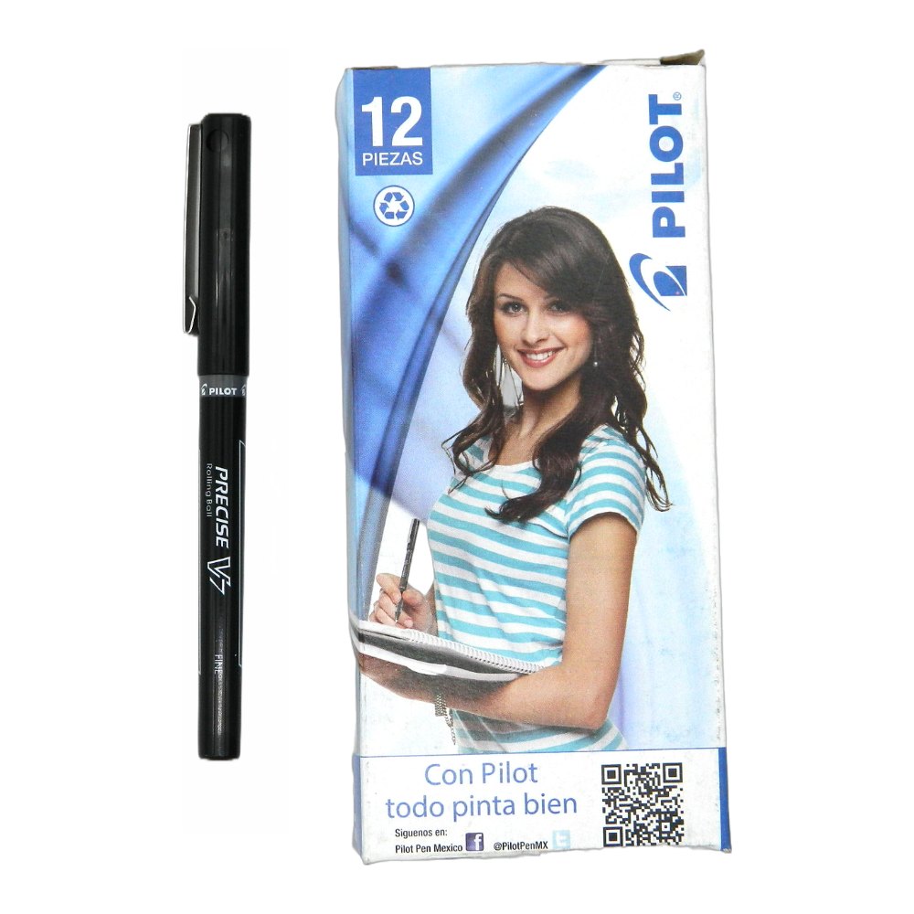 Pluma Precise PV7 0.7 mm P/ Fino Negro C/ 12 pzs Pilot