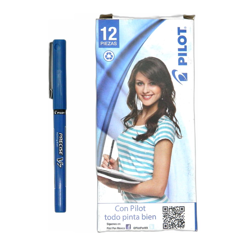 Pluma Precise PV7 0.7 mm P/ Fino Azul C/ 12 pzs Pilot
