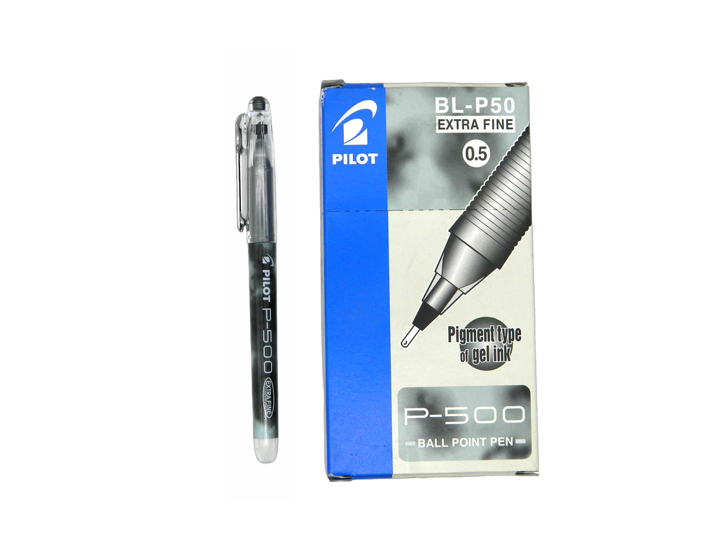 Pluma P500 0.5 mm P/ Extrafino Negro C/ 12 pzs Pilot