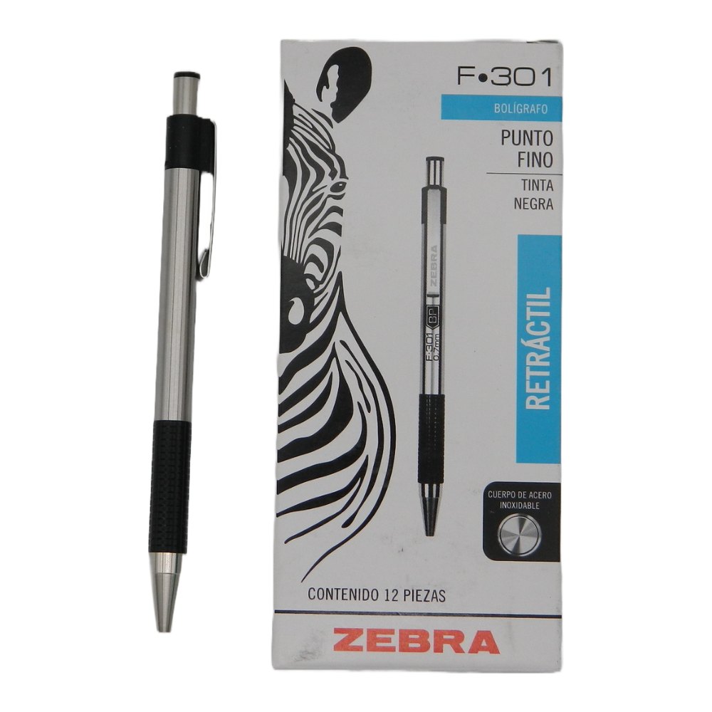 Pluma Metalica 0.7 mm P/ Fino Negra C/ 12 pzs F-301 Zebra
