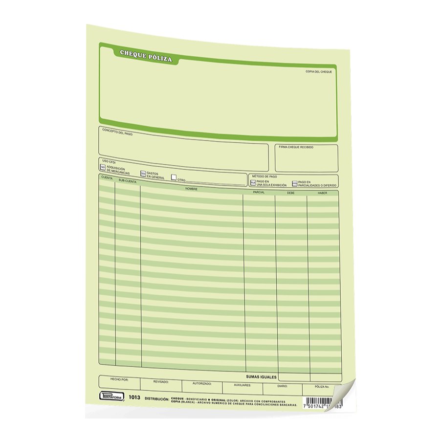 Poliza Cheque T/ Carta C/ 25 juegos Printaform