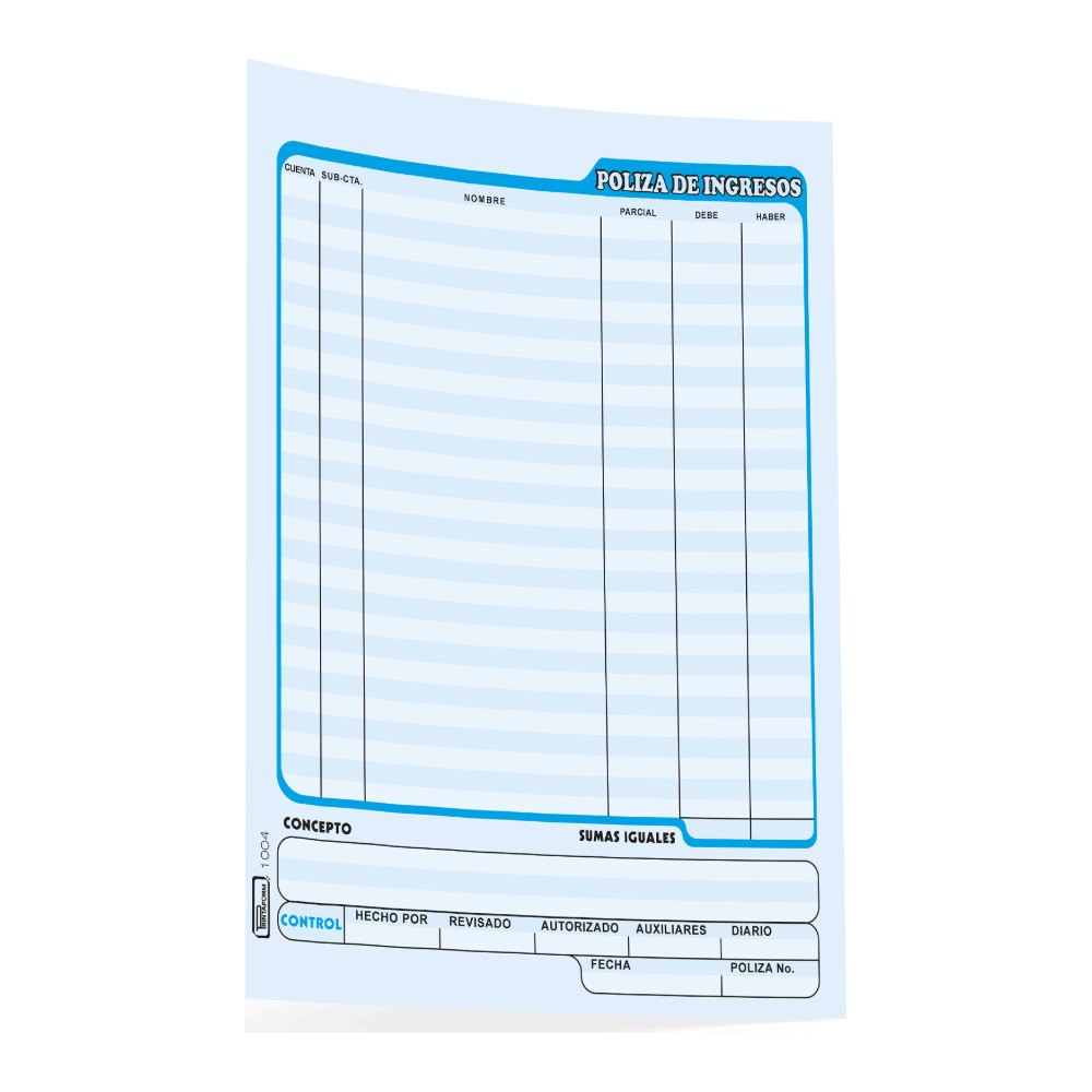 Poliza Ingresos a Mano T/ Carta C/ 50 hjs Printaform