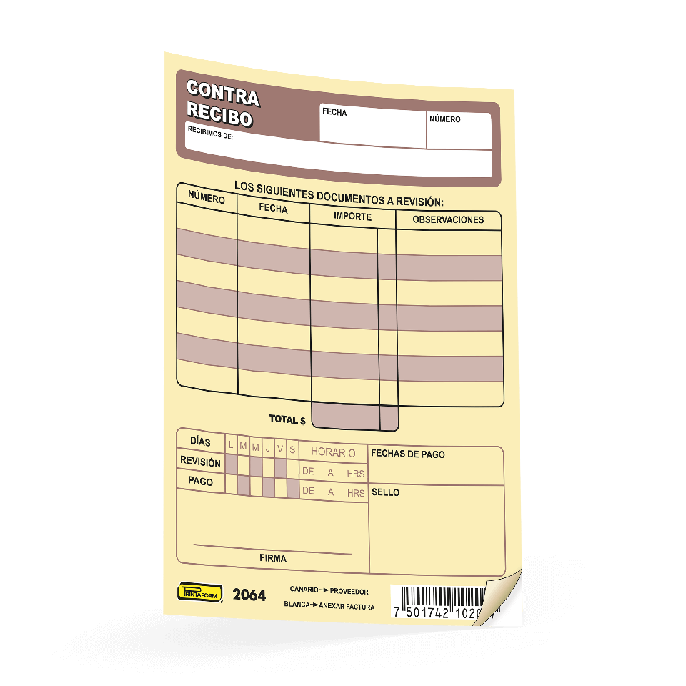 Contra-Recibo C/ 25 juegos Printaform