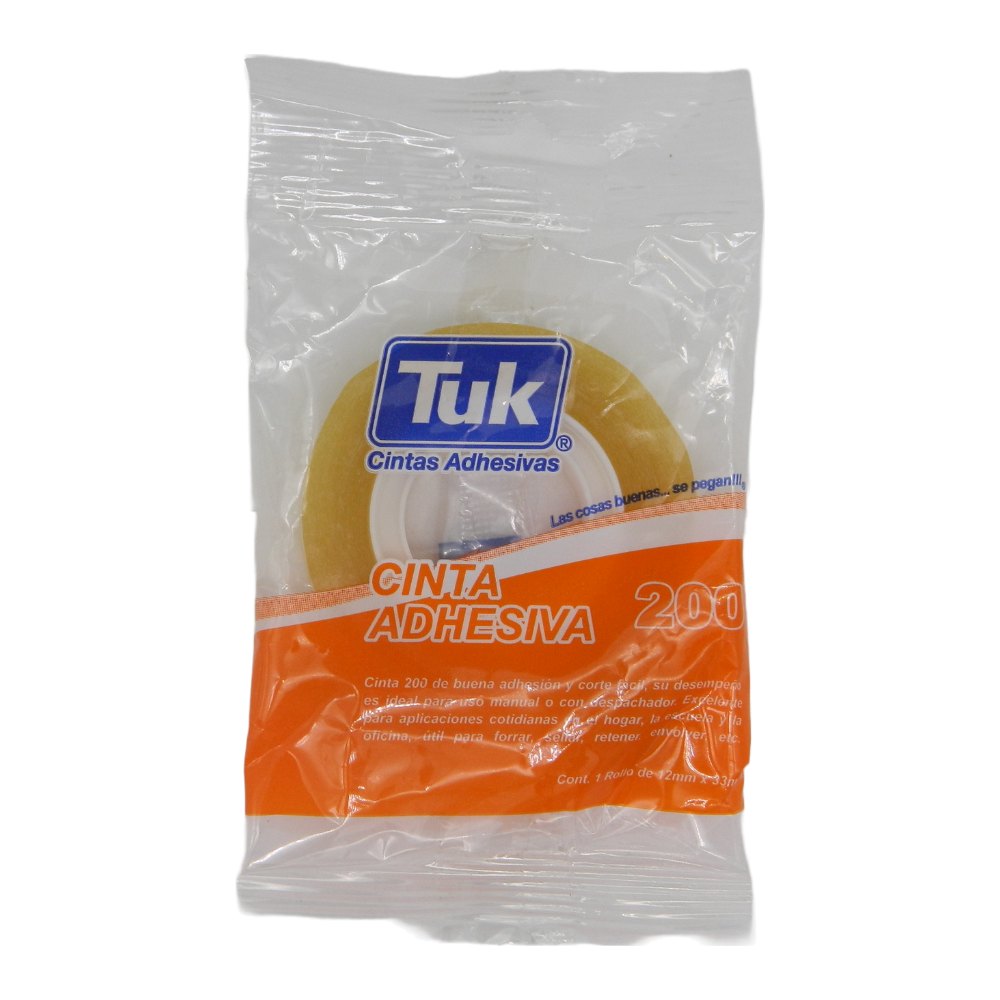 Cinta Adhesiva Transparente T-200 12 x 33 C/ 32 pzs Tuk