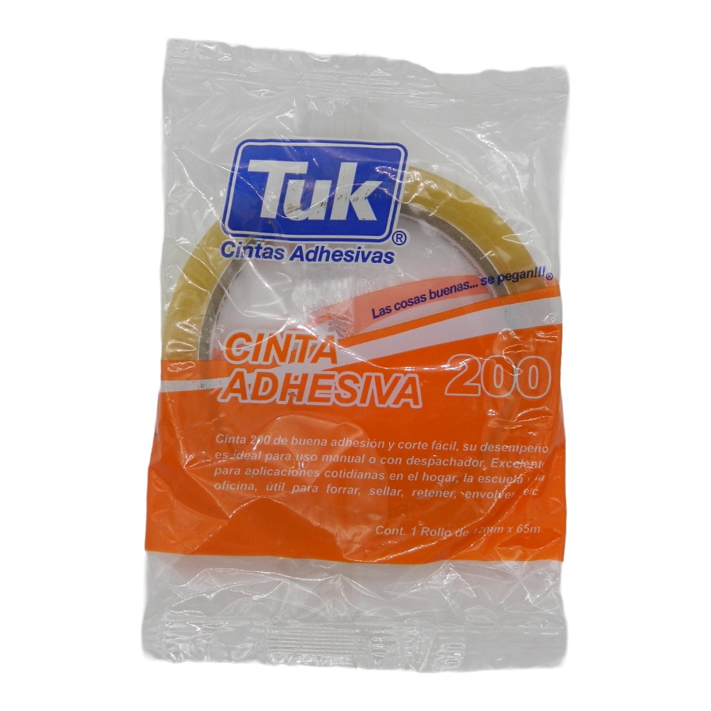 Cinta Adhesiva Transparente T-200 12 x 65 C/ 18 pzs Tuk