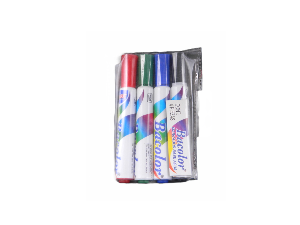 Marcador Base Agua Bacolor Surtido C/ 4 pzs Baco