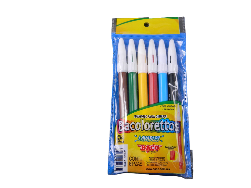 Plumines Bacoloreto Surtidos C/ 6 pzs Baco