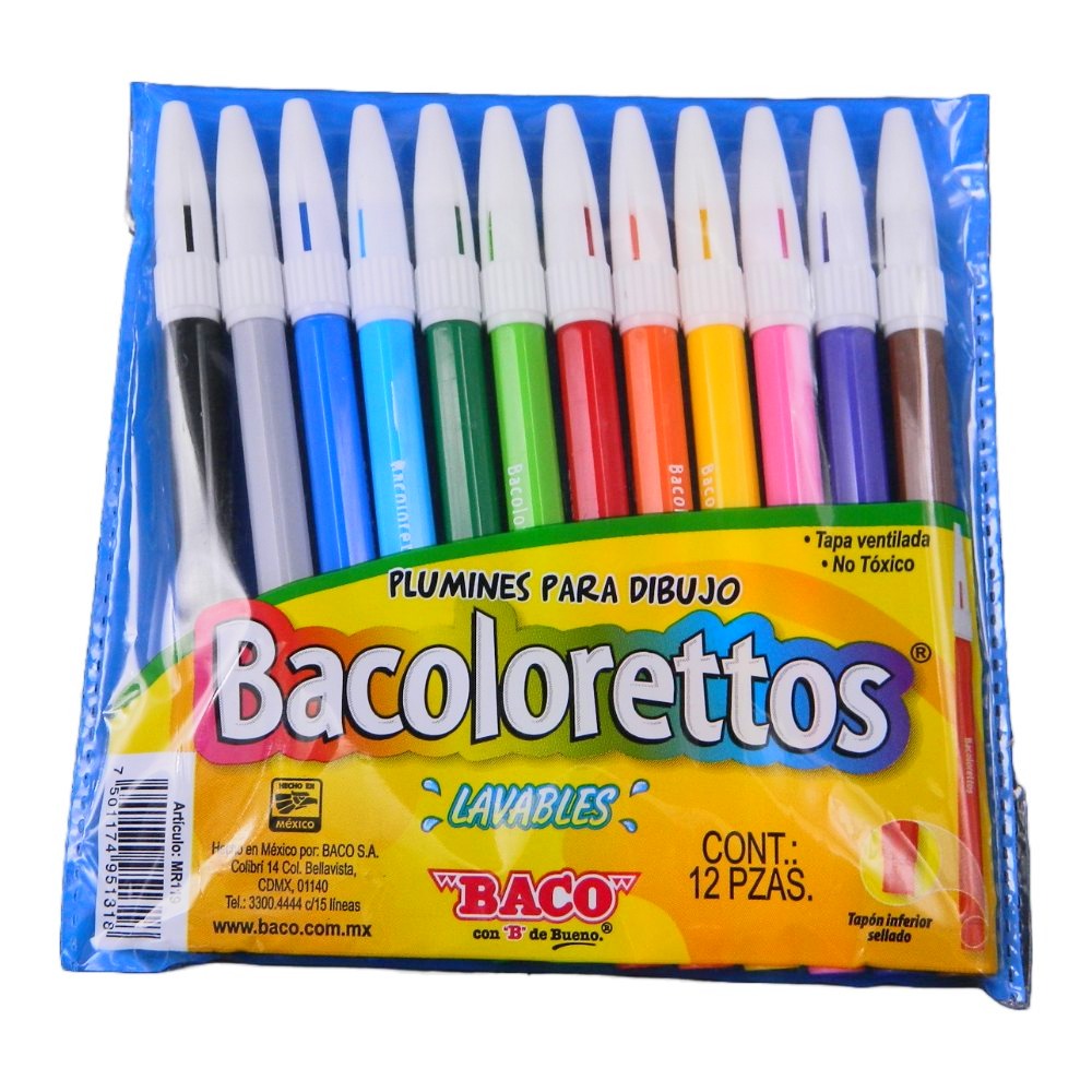 Plumines Bacoloreto Surtidos C/ 12 pzs Baco