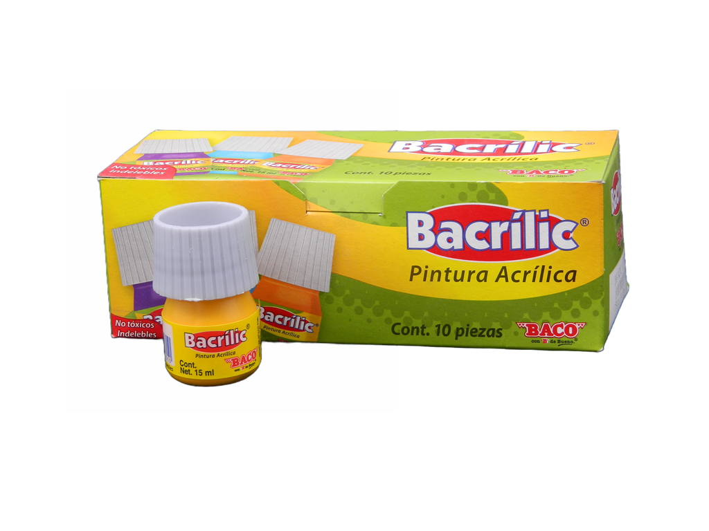Pintura Acrilica 351 Amarillo Claro 15 ml C/ 10 pzs Baco