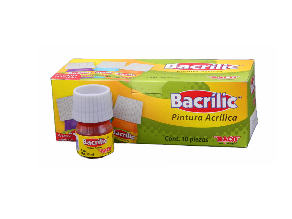 Pintura Acrilica 354 Rojo Bermellon 15 ml C/ 10 pzs Baco