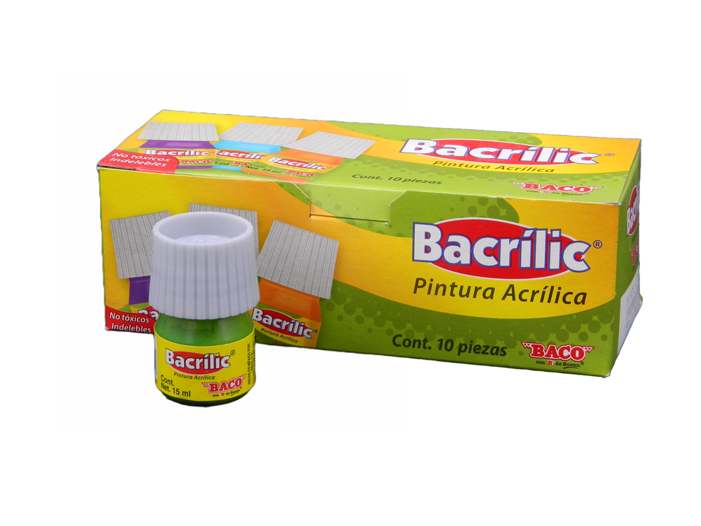 Pintura Acrilica 362 Verde Amarillento 15 ml C/ 10 pzs Baco
