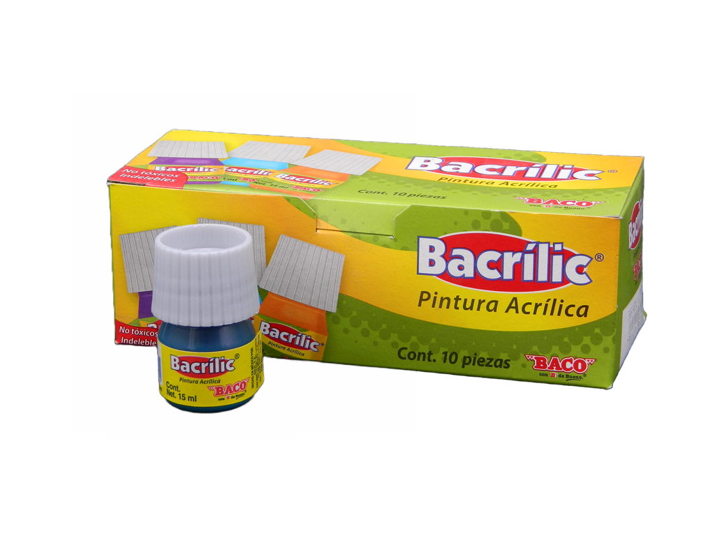 Pintura Acrilica 365 Azul Turquesa 15 ml C/ 10 pzs Baco